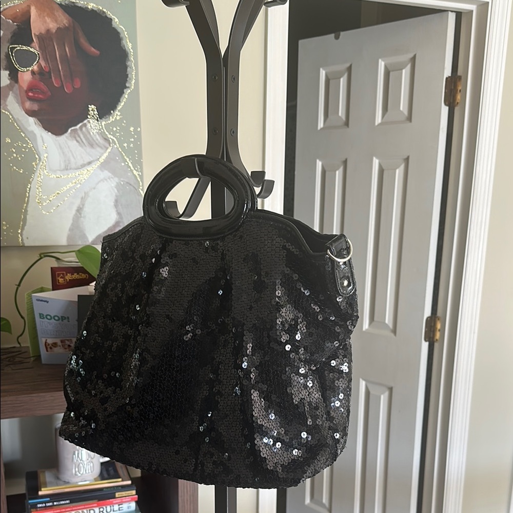 Glamorous Black Sequin Shoulder Bag